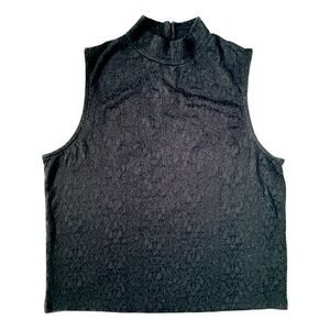 GAP Floral Lace Mock Neck Sleeveless Top Black Medium